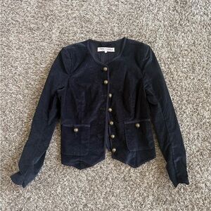 Free People Black Velvet Jacket with Gold Buttons